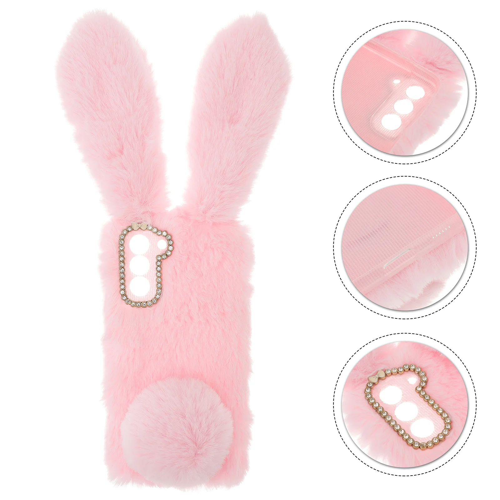 

Furry Warm Shell Bunny Ear Plush Cellphone Case Compatible with S21 5G