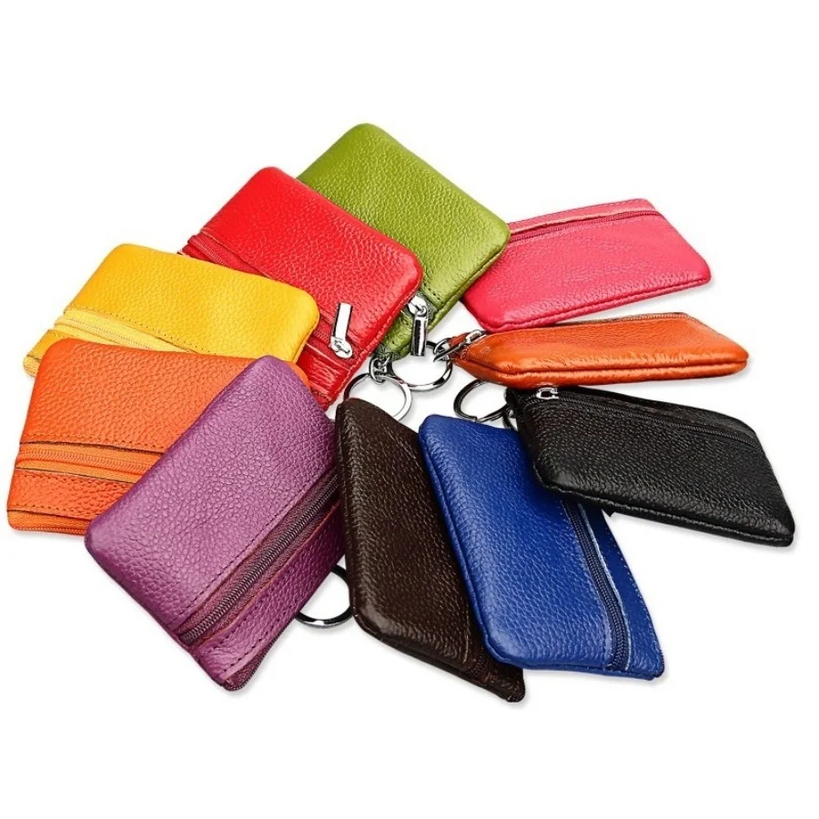 

2019 New Brand Men Soft Genuine Leather Card Holder Women Coin Purse Key Holder Zip Wallet Pouch Bag Purse #C
