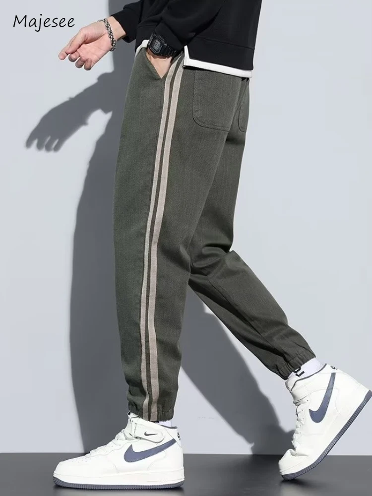 Повседневные брюки мужские повседневные прямые с ремешками на щиколотке весна