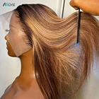 Allove хайлайтер парик человеческие волосы HD кружевной передний al парик 13x4 Прямой кружевной передний парик бразильский Омбре медовые светлые волосы парик для женщин