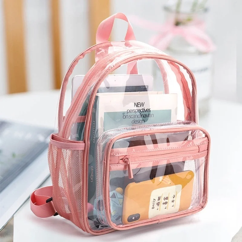 

Women's Backpack Transparent Waterproof PVC Bag Female Fashion College Students Transparent Bag Large Solid Clear Backpacks
