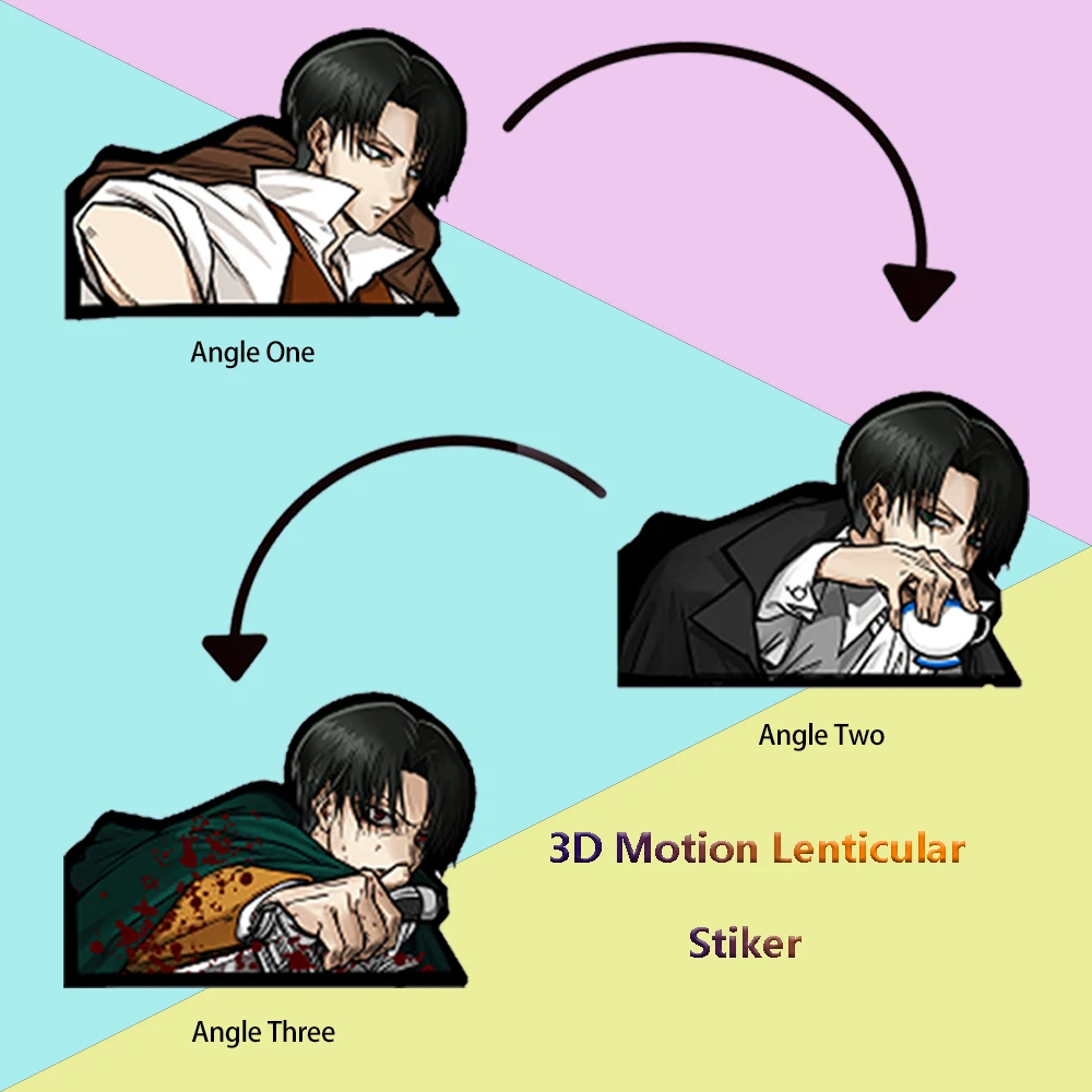 

Levi Attack on Titan 3D Motion Art Anime Stickers Waterproof Decals for Cars,Laptop,Refrigerator,Motorcycle,Etc.