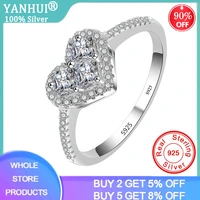 yanhui dropshipping fashion women wedding jewelry heart design white cz tibetan silver s925 rings size 4 5 6 7 8 9 10 r211