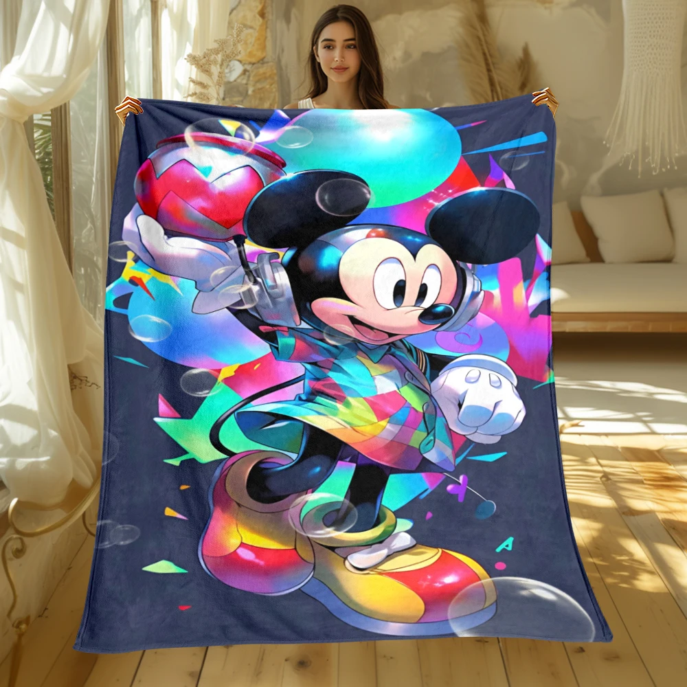 Одеяло с Микки-легкий фланелевый плед для дивана кровати путешествий кемпинга