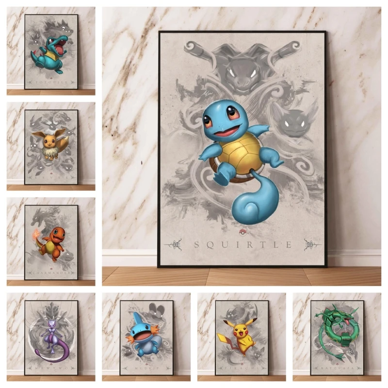 

Japanese Anime Canvas Paintings Pokemon Eevee Friends Gifts Poster Home Wall Art Modular Prints Kid Action Figures Hanging