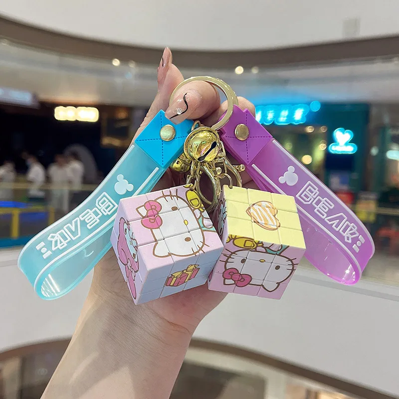 

Sanrio Hello Kitty My Melody Key Chain Girl Kawaii Cartoon Rubik Cube Pendant Cute Couple Schoolbag Small Pendant Key Chain