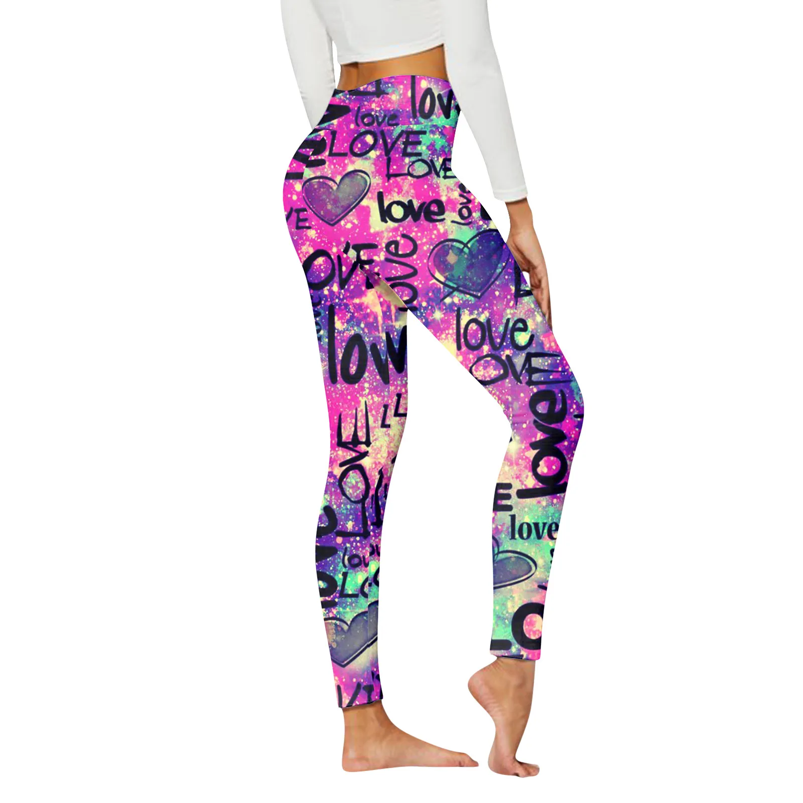 

Женские модные леггинсы с принтом сердца, повседневные Леггинсы для йоги и тренировок, женские Леггинсы пуш-ап для спортзала, осенние высокие эластичные штаны и капри