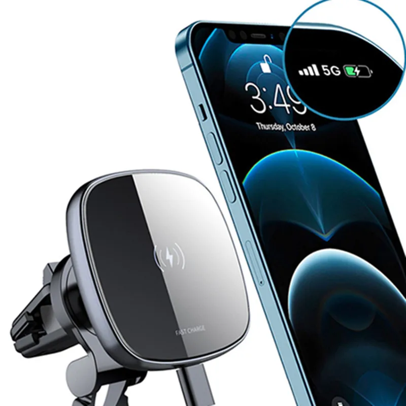 

15 Вт магнитный автомобильный держатель для беспроводного зарядного устройства для серии magsafe IPhone 12 13 Pro Max Mini Qi Быстрая автомобильная подста...