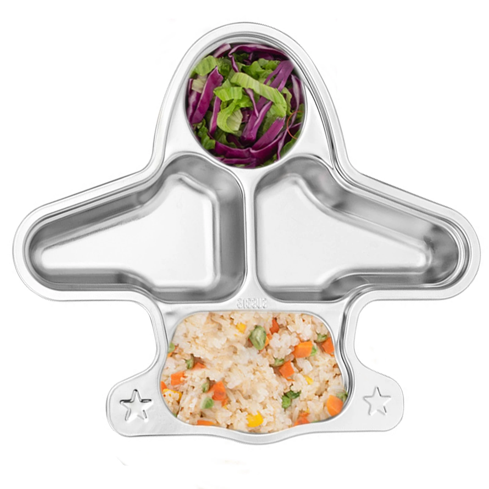 

Unbreakable Divided Plate Creative Cartoon Divided Plates Unbreakable Stainless Steel Plates Smart Divided Tray For Babies