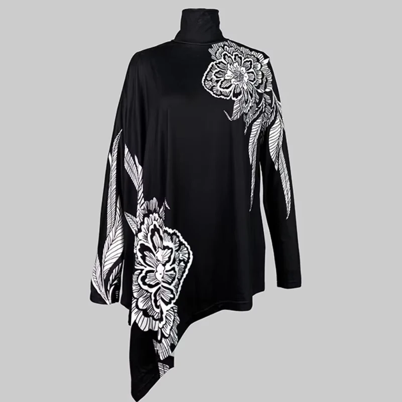 Beautyblue женские черные топы с цветочным принтом элегантные новые асимметричные