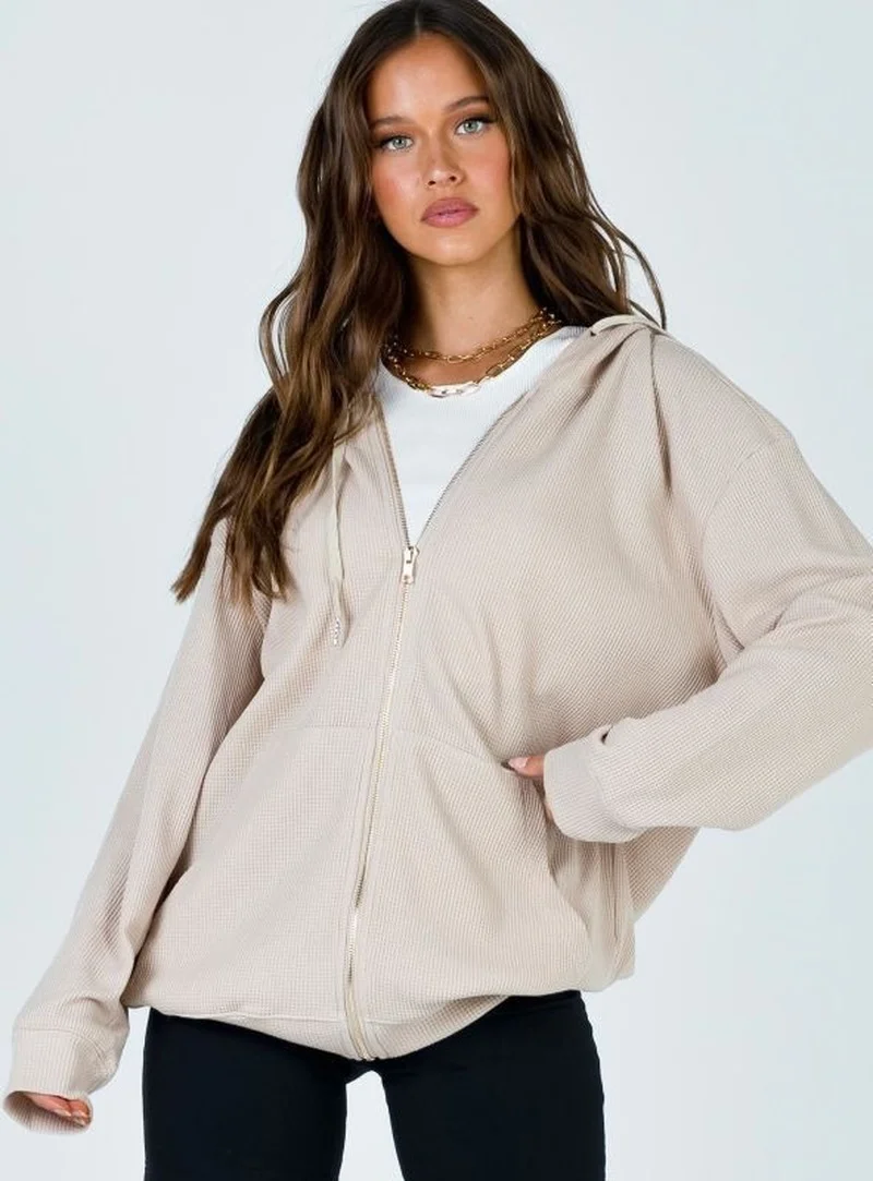 

Women Zip Up Loose Casual Cardigan Autumn Winter Hoodies All-Match Leisure Sport Clothing Simple Solid Colors Hooded Sweatshirts