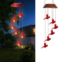 cardinal red bird wind chime light led solar wind chime lamp waterproof outdoor garden home wall decoration light
