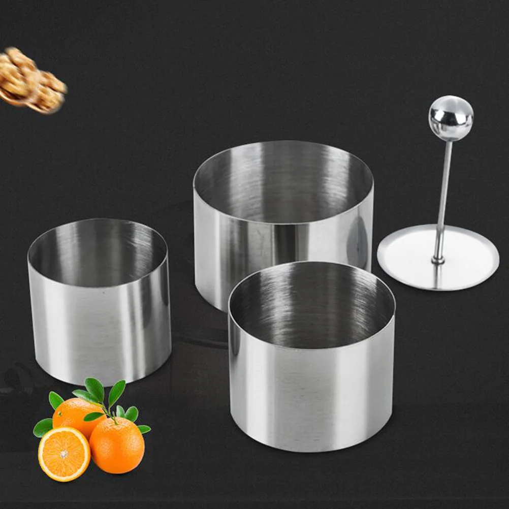 

1 Set Forming Rings with Pushers Cake Mousse Mold Stainless Steel Cooking Rings Round Molding Set Cake Round