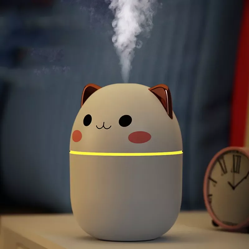 300ml Air Humidifier Cute Kawaiil Aroma Diffuser With Night Light Cool Mist For Bedroom Home Car Plants Purifier Humificador C2