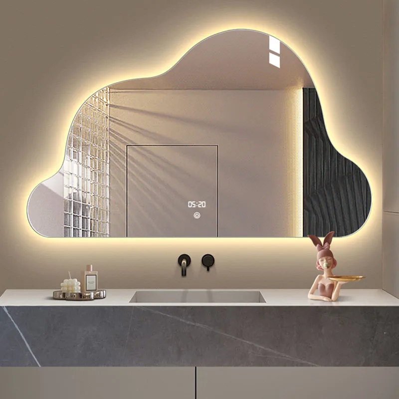 

Large Irregular Cute Wall Mirror Aesthetic Lights Smart Makeup Led Mirrors Bedroom Adhesive Adornos De Pared Bedroom Decoration