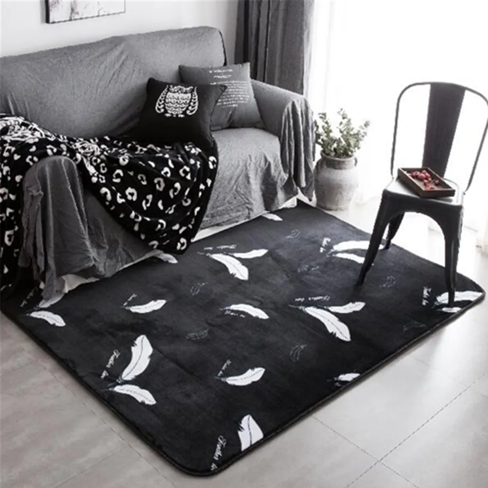 

120*190cm Large Super Soft Carpet Flannel black and white Prayer Rug 15mm thick soft for living room play mat Non-slip tapis