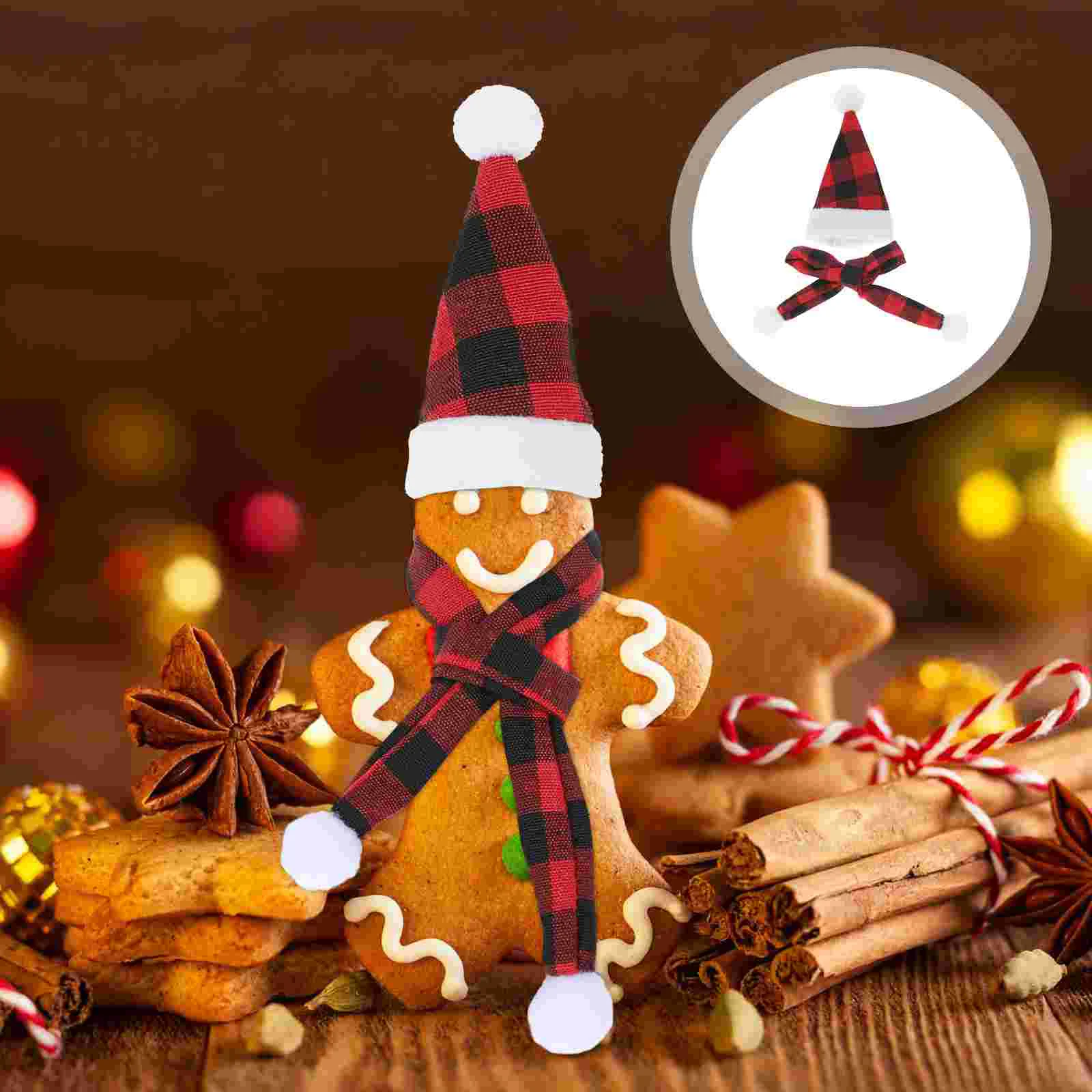 

Bottle Christmas Mini Hat Scarf Party Cover Hats Santa Holder Ornaments Utensil Xmas Holders Decor Decoration Lollipop Candy Red
