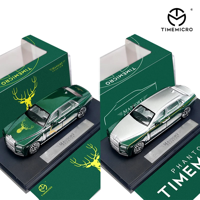 

Car model deer head British green Rolls-Royce Phantom 8th generation TIME 1/64 modified car model collection decoration gift