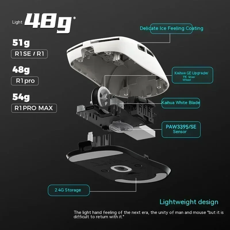 Легкая мышь Vgn Vxe Paw3395 Bluetooth Беспроводная Dragonfly R1 Se Pro Max Игровая для ПК Игровые