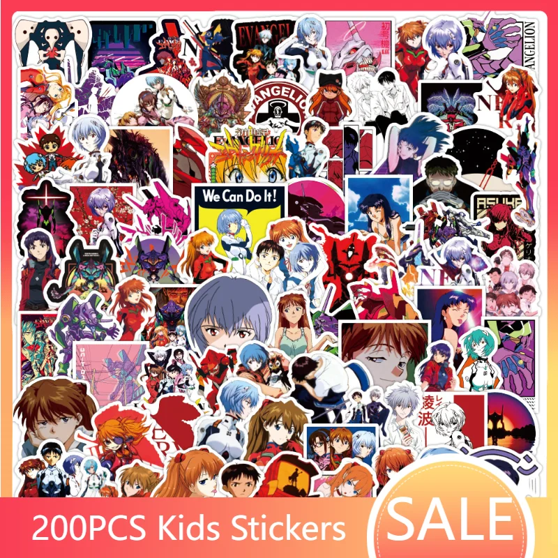 

200pcs Neon Genesis Evangelion Anime Sticker Phone Case Waterproof Sticker Kawaii Stickers Laptop Sticker Cute Aesthetic Sticker