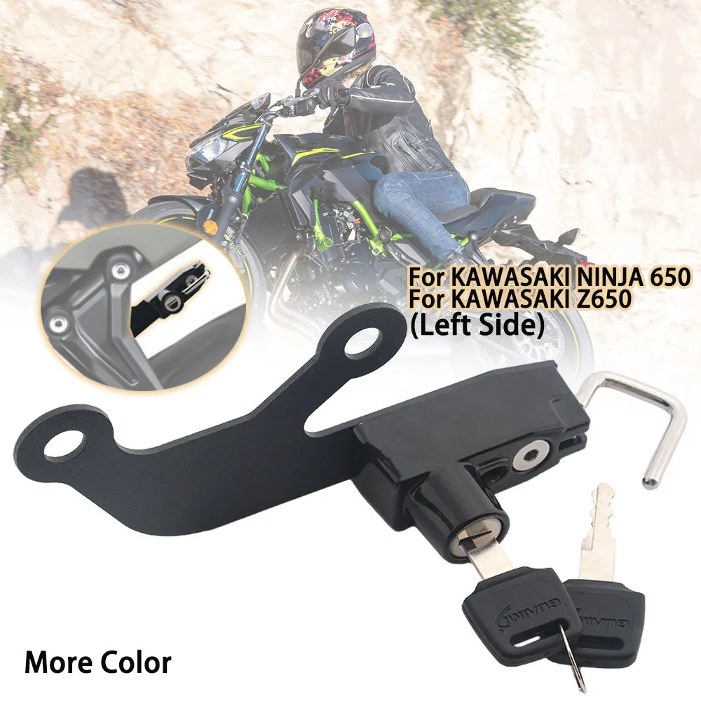 

Motorcycle Helmet Lock Left Side Anti-theft Security with 2 Keys Fit For KAWASAKI Z650 Z 650 NINJA 650 2017 2018 2019