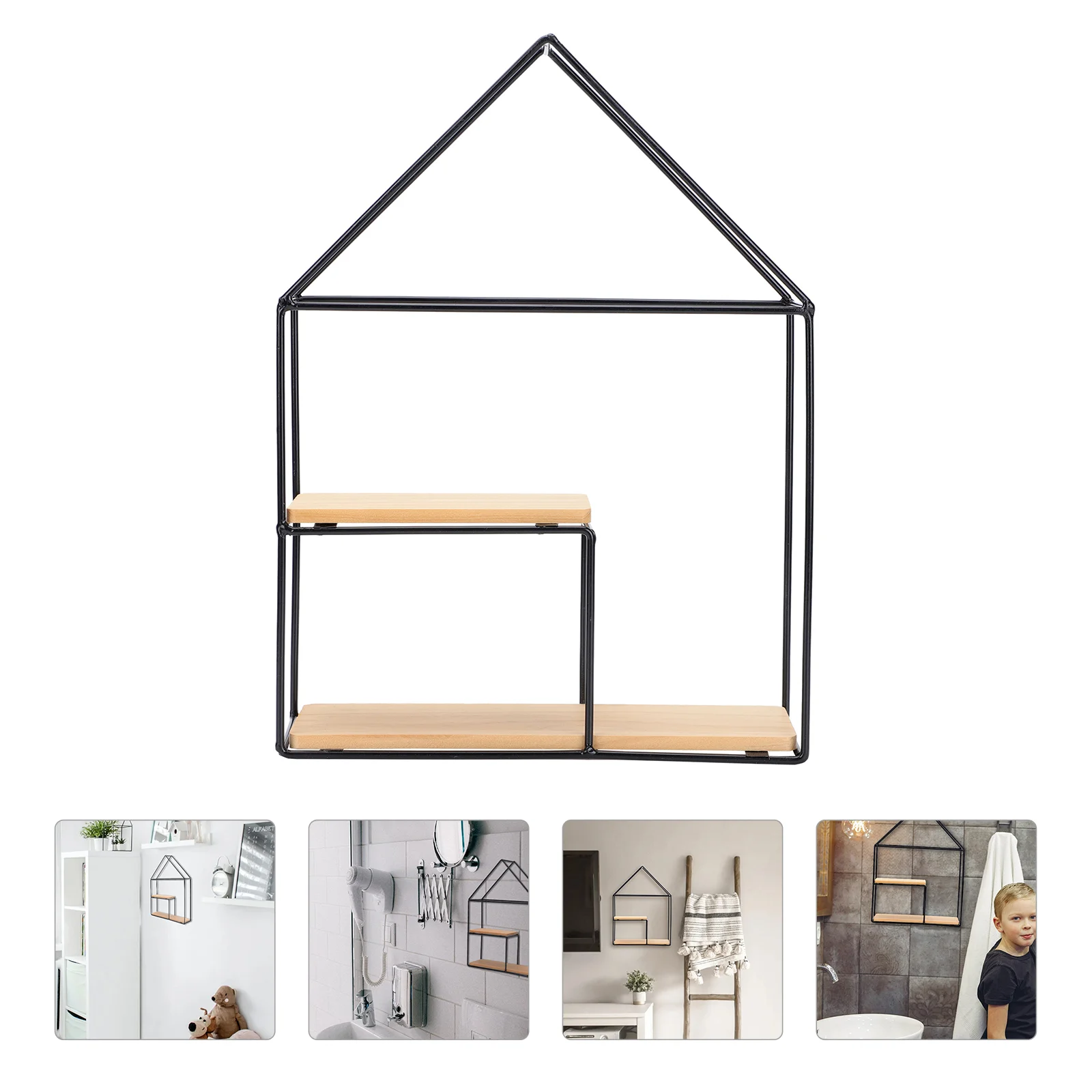 

Wall Shelf Shelves Floating Rack Storage Rustic Kitchen Hanging House Shaped Frame Adornment Home Organizer Farmhouse