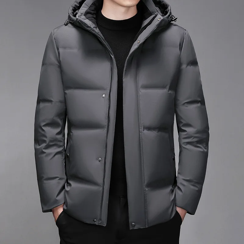 2022 Winter Snow Men Casual Thick Warm Parkas Hooded Coats Multi-pocket White Duck Down Windbreaker Jackets Overcoat