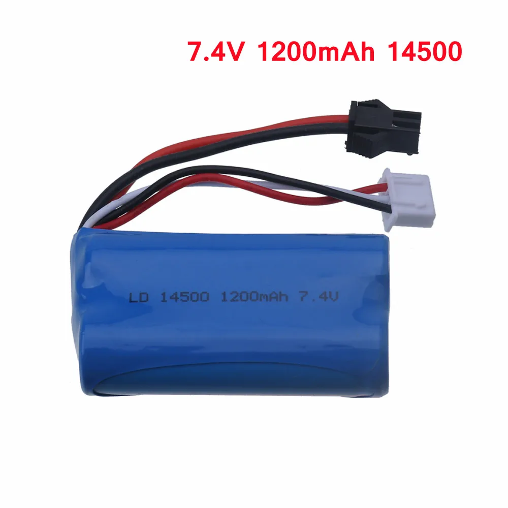 

1-5Pcs 7.4V 1200mAh 14500 Li-ion battery SM for Electric Toys water bullet gun toys accessory 7.4V battery for Vehicles RC toy