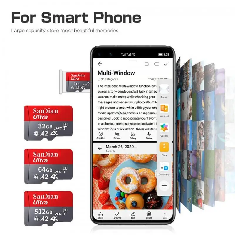 Оригинальная SD-карта Micro TF емкостью 2 ТБ 128 ГБ флэш-карта класса 10 256 карта памяти 512