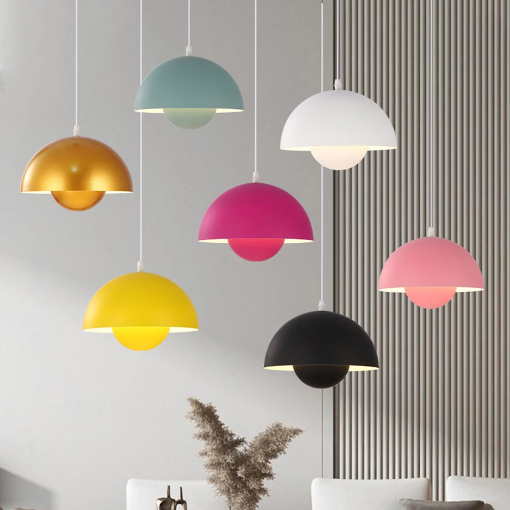 

LED semicircular hanging ceiling lamp flower bud shape Pendant Light E27 bulb restaurant hotel Decorative trend Chandelier lamp
