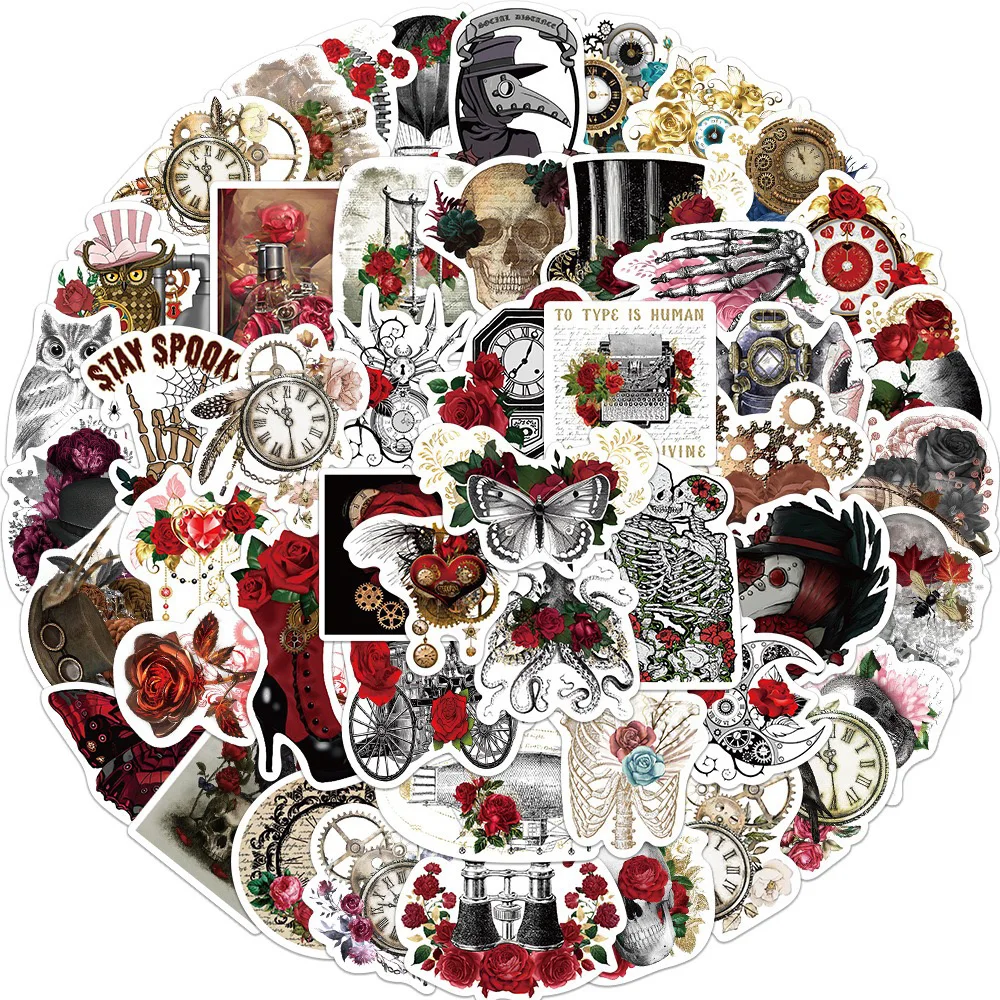 

10/30/50PCS Horror Retro Punk Rose Cartoon Stickers DIY Laptop Luggage Skateboard Graffiti Decals Sticker for Kid Toys