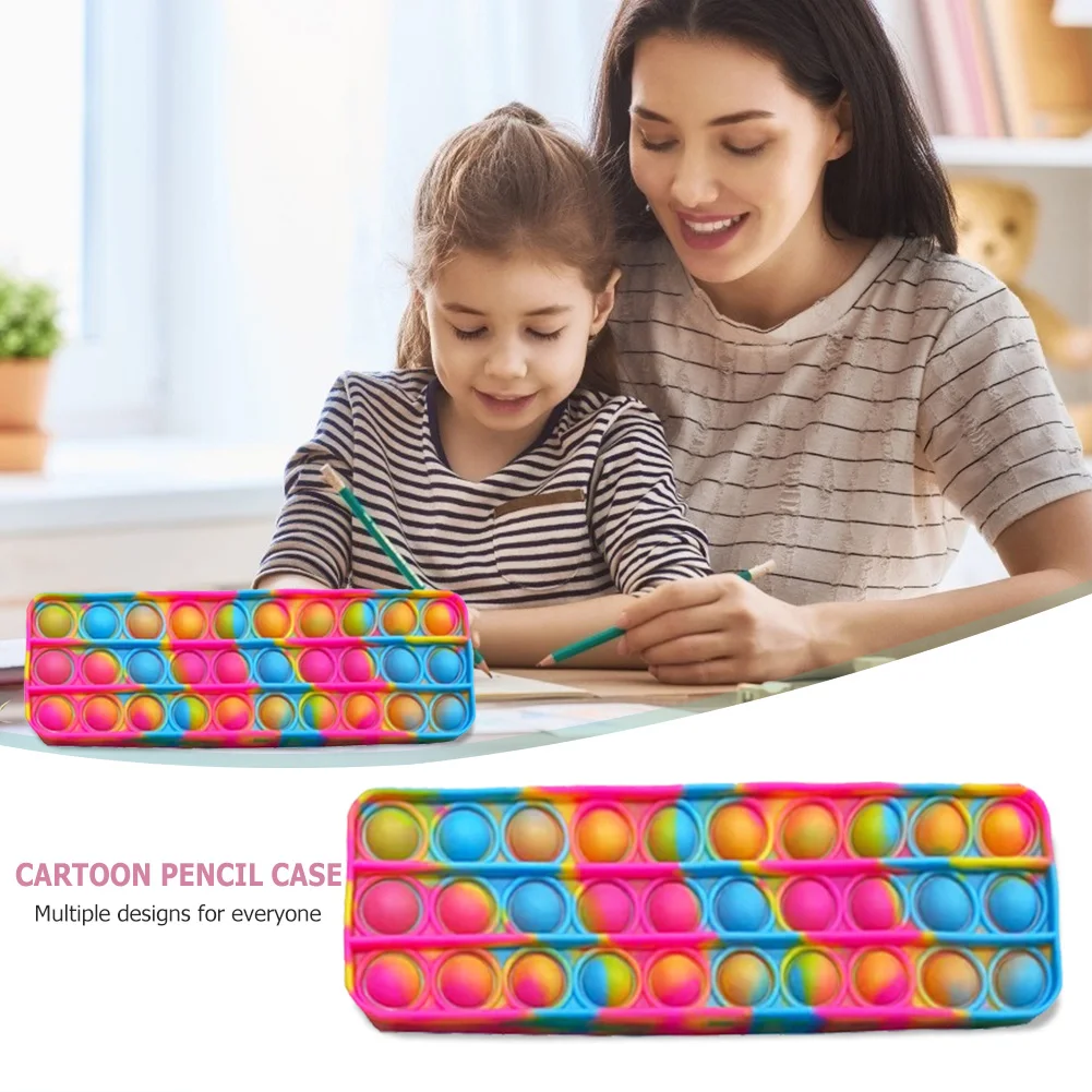 

Silicone Pressing Pencil Case Pen Storage Case School Students Stress Relief Stationery Kits Office Supplies