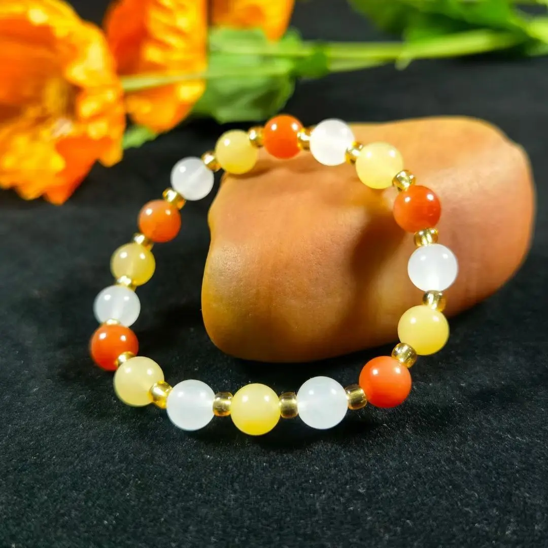 

Натуральный красочный нефритовый браслет для мужчин и женщин, лечебный браслет, настоящий китайский золотой Шелковый нефрит, круглые бусин...