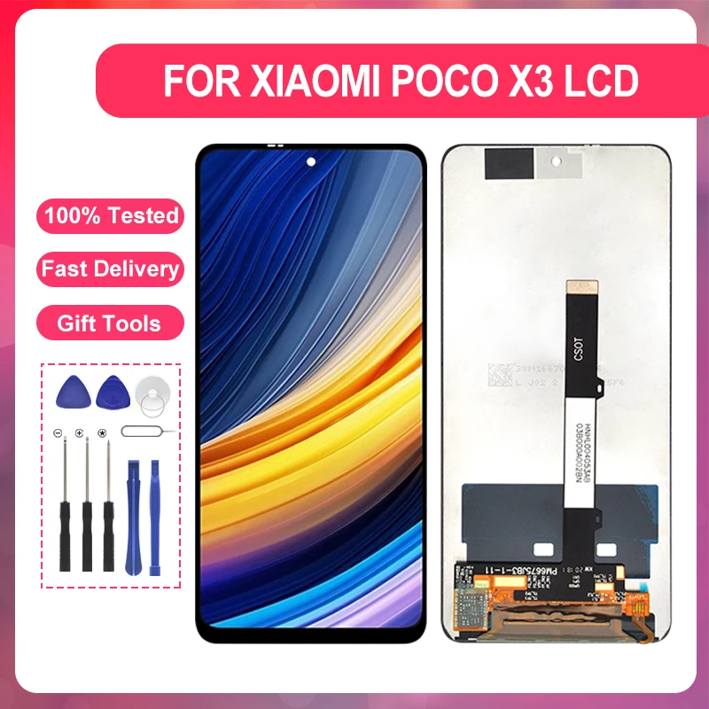 

ЖК-дисплей 6,67 дюйма с сенсорной панелью и дигитайзером в сборе для Xiaomi POCO X3 Pro дисплей M2007J20CG экран с инструментами, 1 шт.