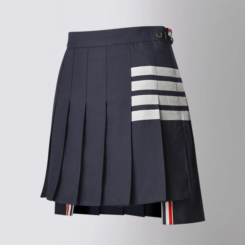 TB THOM Women's Skirt Summer Korean Fashion Brand Dress 4-bar Stripes Pleated Skirt Casual Harajuku Streetwear Mini Skirts