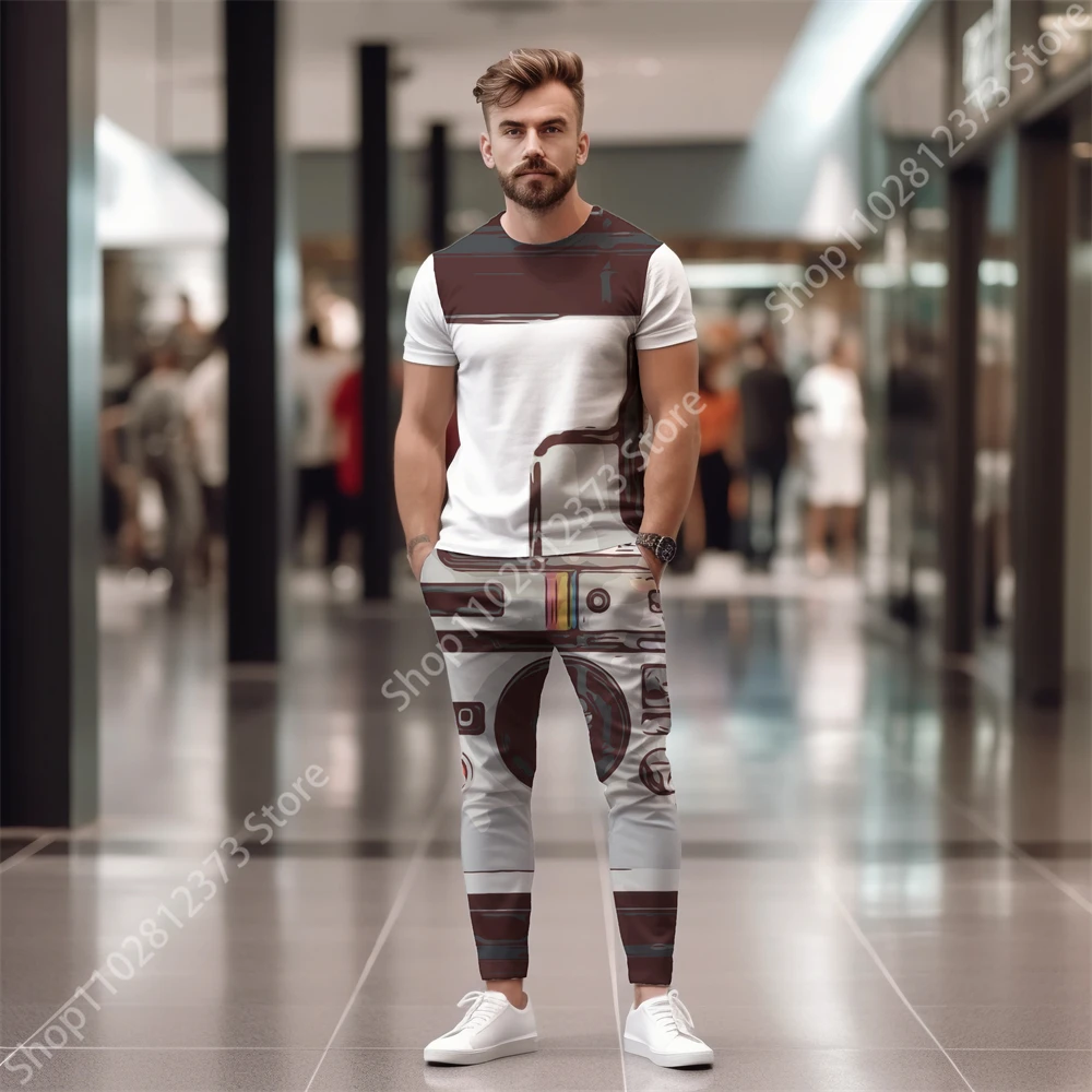 2023 Short Sleeve T-Shirt+Pants Tracksuit Men Two Piece Set Men's Clothing Fashion 3D Printing Casual Streetwear Clothes For Men
