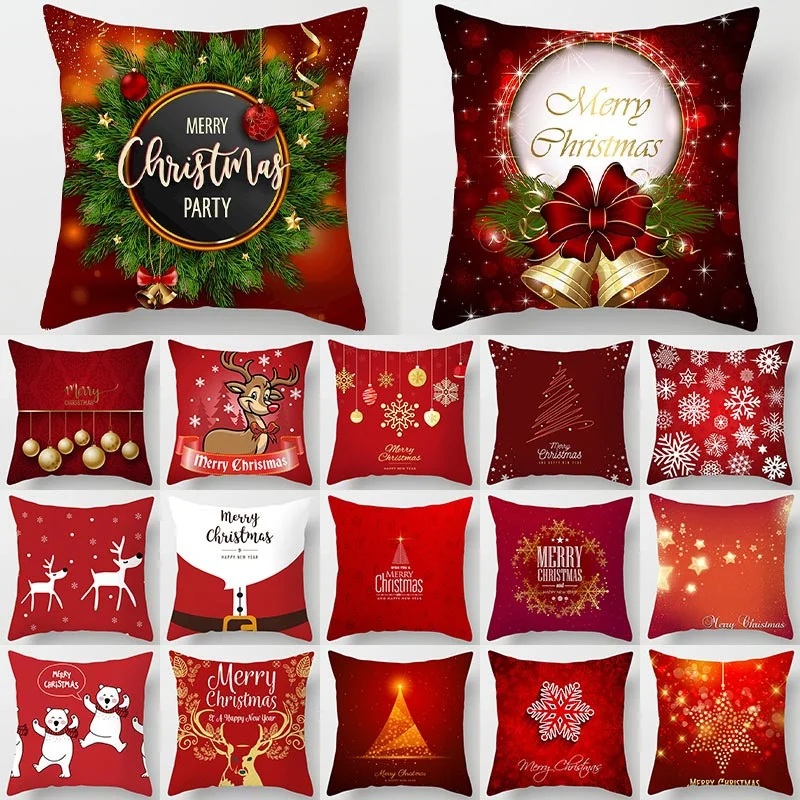 

1 шт. Рождественский чехол для подушки с рисунком Санта-Клауса из полиэстера 45*45 декоративная наволочка Новогодняя наволочка для дивана кровати домашняя наволочка 40993