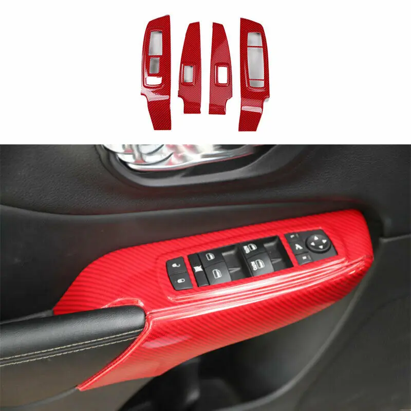 

Красная панель стеклоподъемника из углеродного волокна для Jeep Cherokee 2014-2020