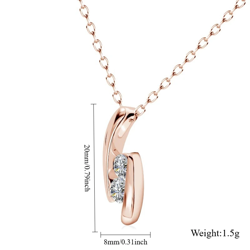Фото Daisini Ожерелье из стерлингового серебра 925 пробы с уникальным дизайном и геометрическим кулоном с кристаллами Сваровски, розовое золото 18 карат для женщин №3