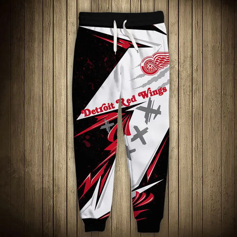 

Detroit men's Casual Red Wings Sports Pants Geometric Stitching Red Wings Printing Sweatpants