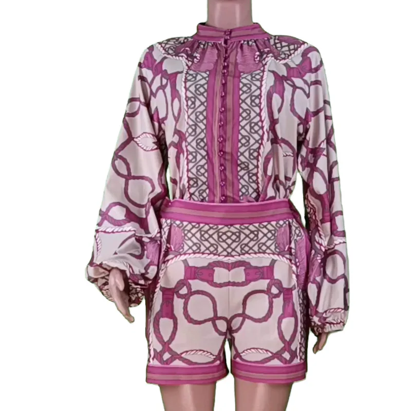 Женский повседневный комплект из 2 предметов блузка с воротником-стойкой и