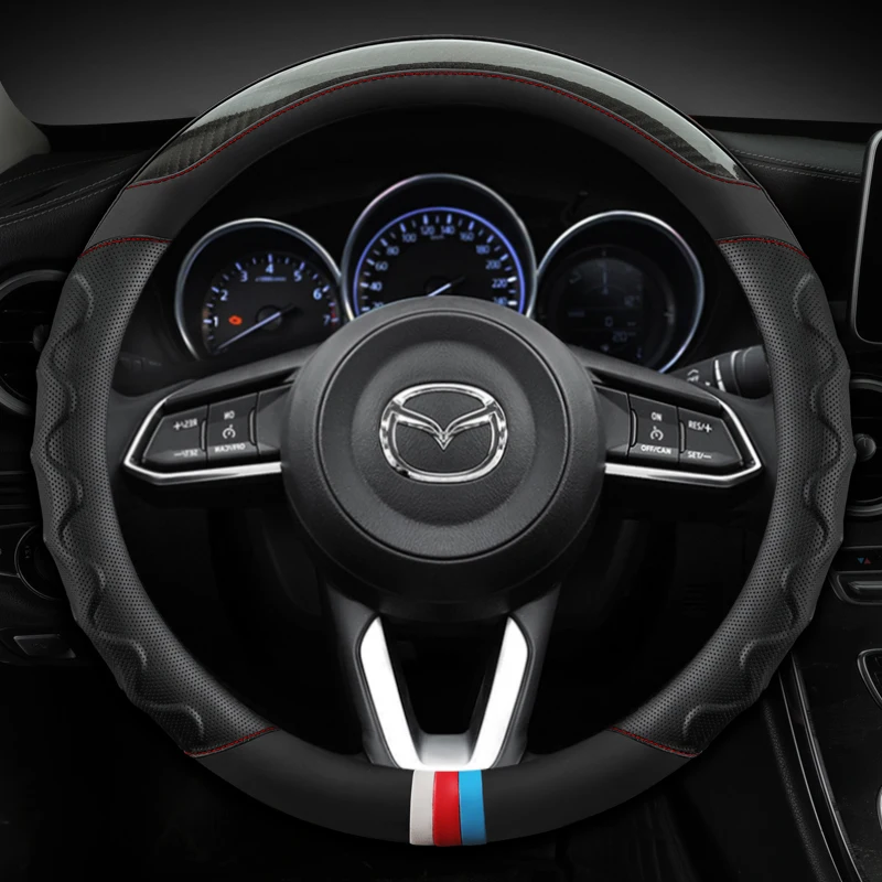 

Carbon Fiber Leather Car Steering Wheel Cover For Mazda 3 Axela Atenza Mazda6 Mazda CX-3 CX-4 CX-5 CX-7 CX-9 Auto Accessories
