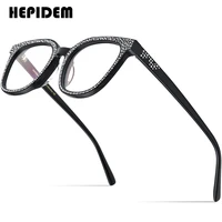hepidem acetate optical glasses frame women oversize square eyeglasses men prescription spectacles eyewear with zircon diamonds