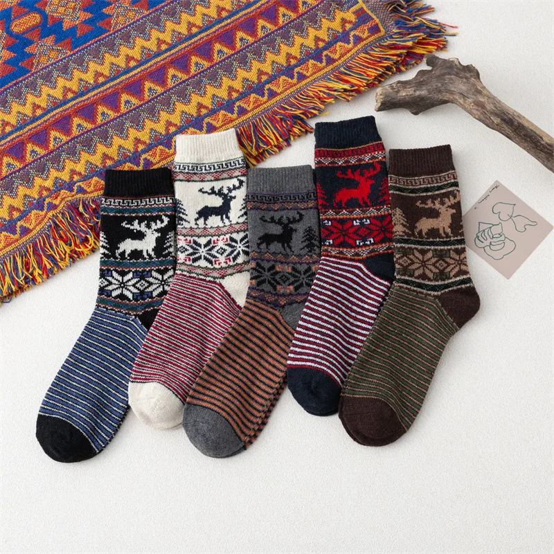 

5 Pair Women'S Imitation Mink Wool Solid Color Thickened Warm Rabbit Wool Socks