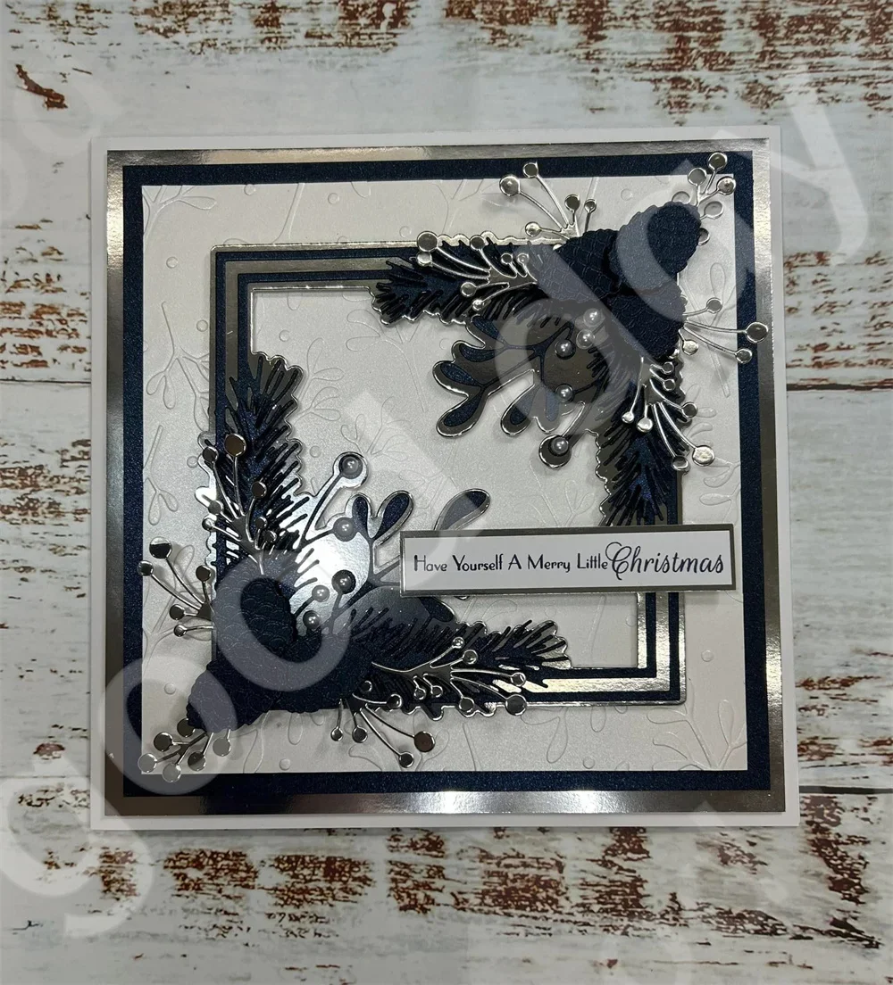 Необычная рамка Падуба бутоны Розовые Ягоды омела металлическая высечка