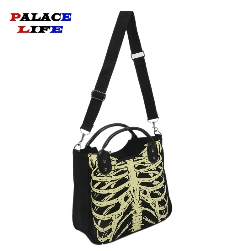 Светящиеся готические сумки со скелетом и черепами, дизайнерские женские повседневные сумки-тоуты в стиле рок, женские сумки в стиле панк, модная сумка
