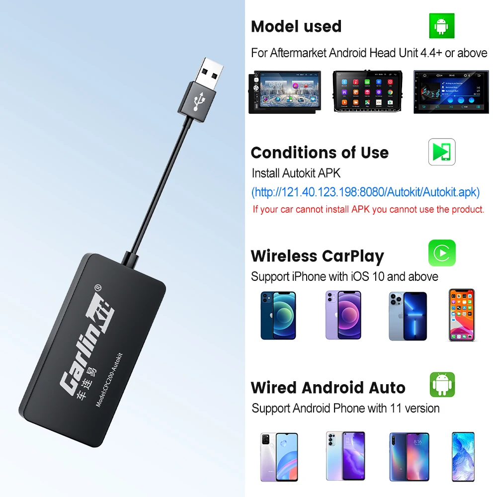carlinkit new wireless carplay dongle usb android auto navigation player smart link accessories for refit android system car free global shipping