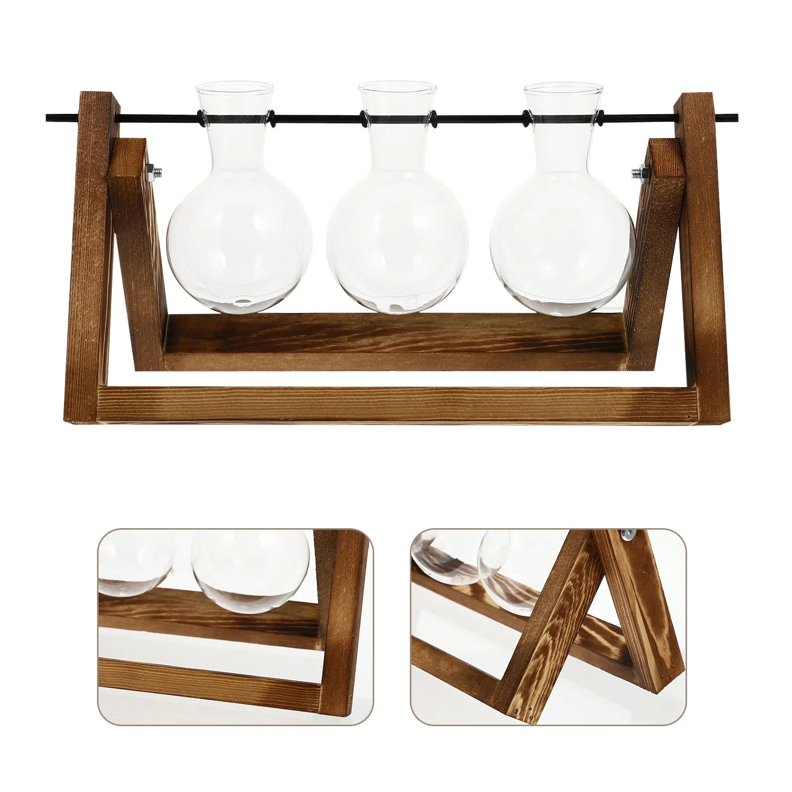 

1 Set Table Decoration Wooden Glass Hydroponic Ornaments Desktop Decor