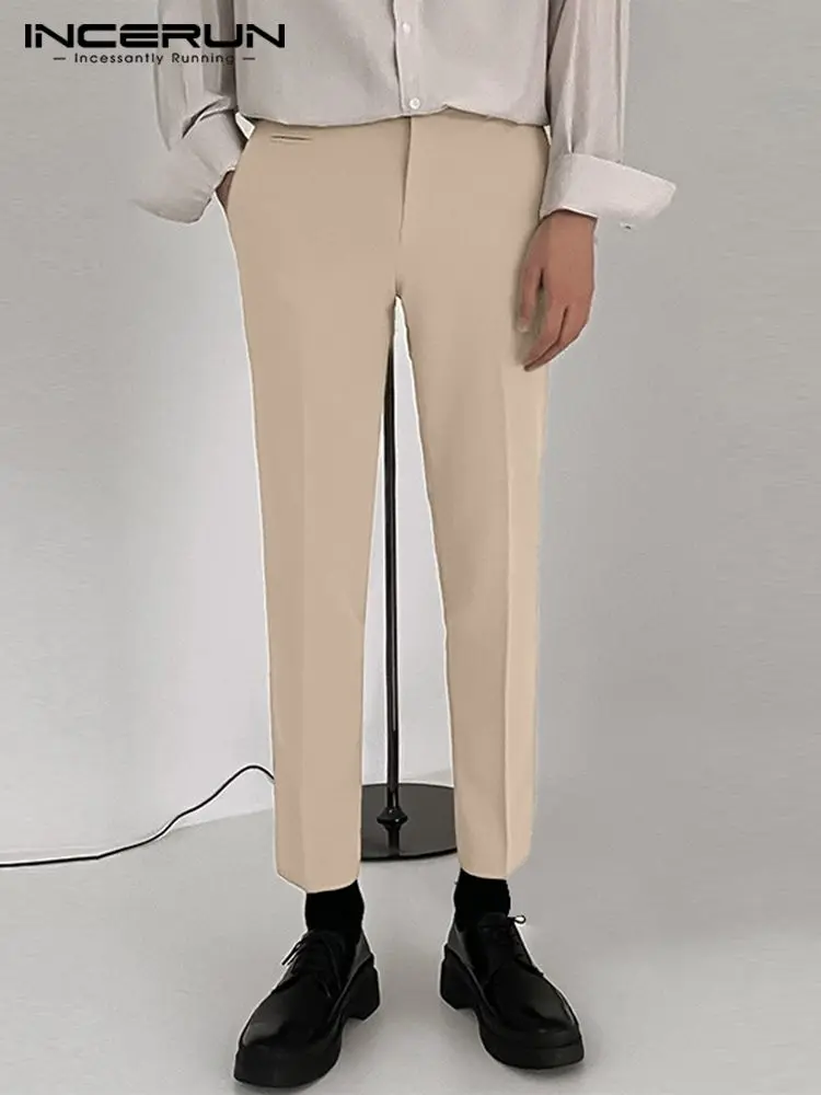

INCERUN Fashion Men Pants Solid Color Joggers 2022 Korean Style Casual Straight Trousers Men Streetwear Leisure Pantalon S-5XL