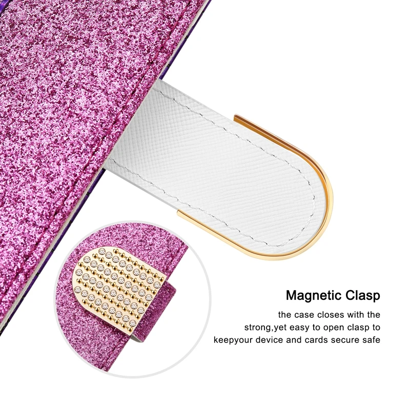 Wallet Laser Flash Powder Leather Case For Samsung Galaxy S23 Ultra S22 Plus S21 S20 FE A04s A13 A33 A50 A51 A52 A53 A71 A72 A73